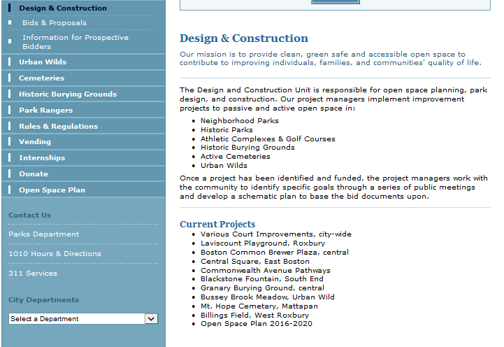 Image for public parks project page on old city of boston website