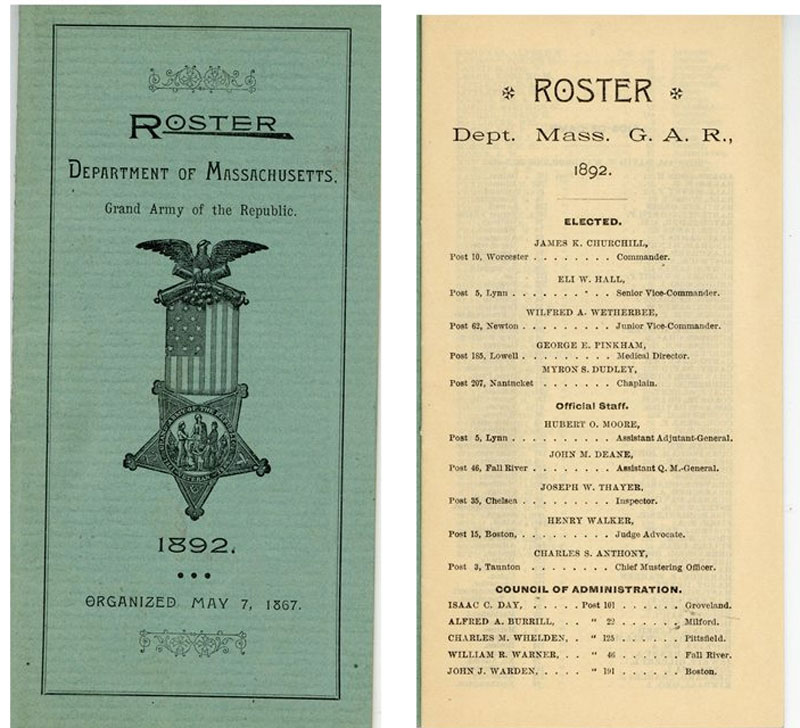 Image for roster for the grand army of the republic, 1892