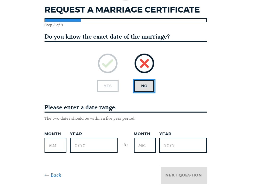 Image for a screenshot of our marriage certificates application