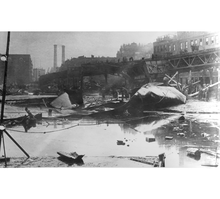 Image for molasses flood destruction, 1919 (ber photograph collection, 9800 018, boston city archives)