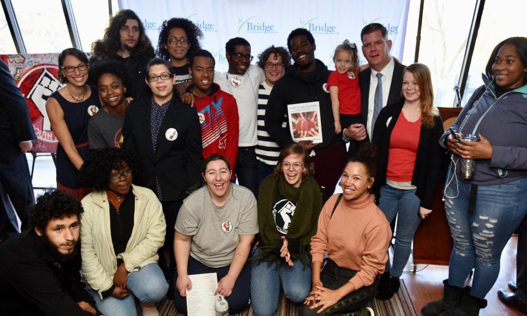 Image for mayor walsh with constituents at a press conference