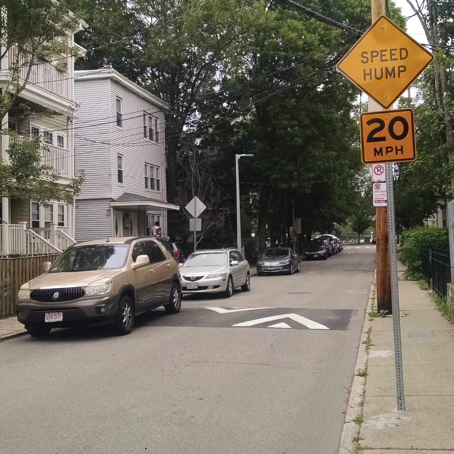 A street with a speed hump