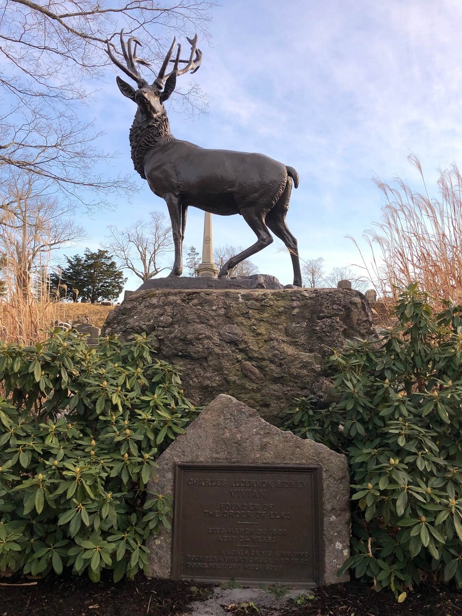 Elks Monument atop Roxbury Puddingstone