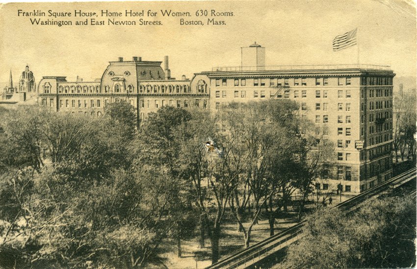 Postcard of the Franklin Square House on the corner of Washington and East Newton Street, circa 1921. Courtesy of the South End Historical Society, Boston.