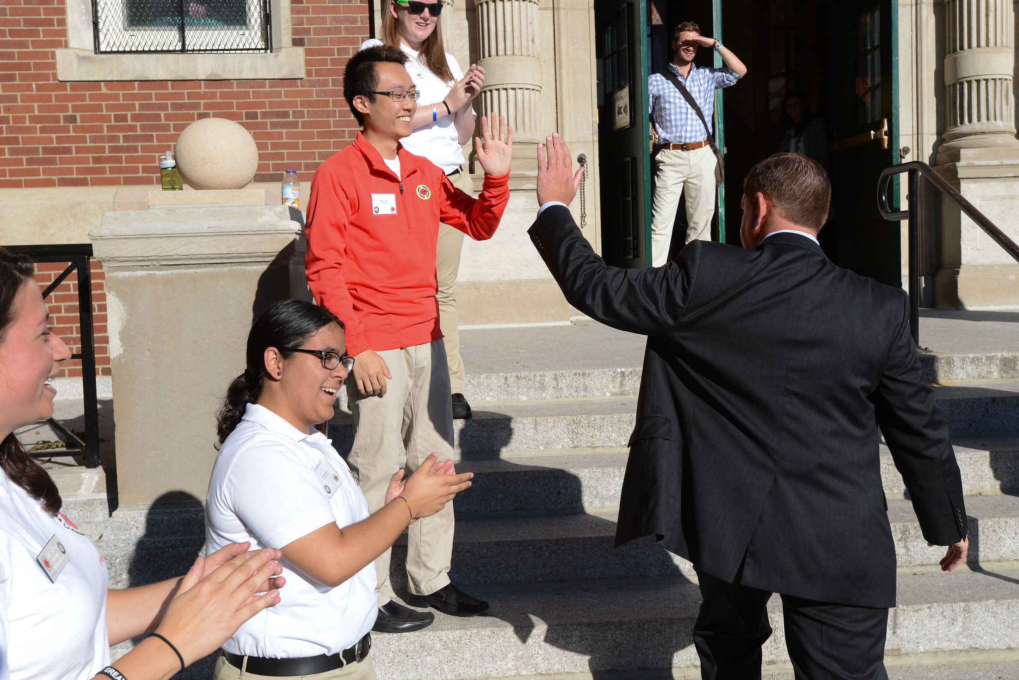 Image for walsh waving at school