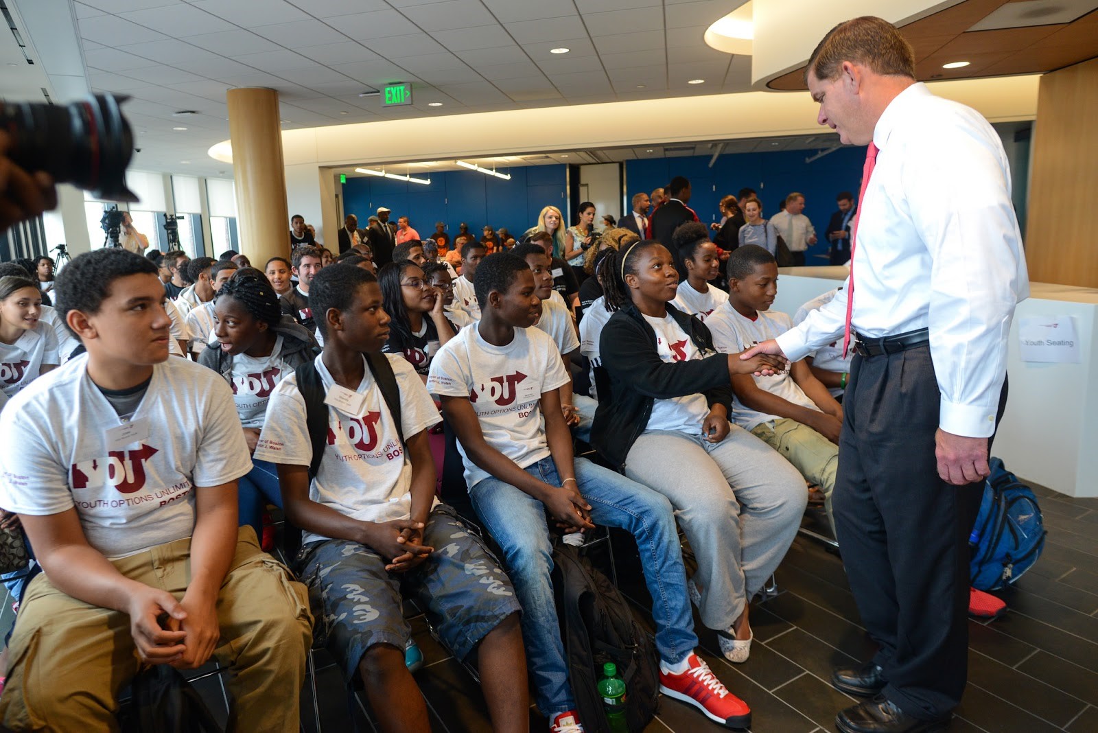 Image for mayor walsh at an event with boston youth