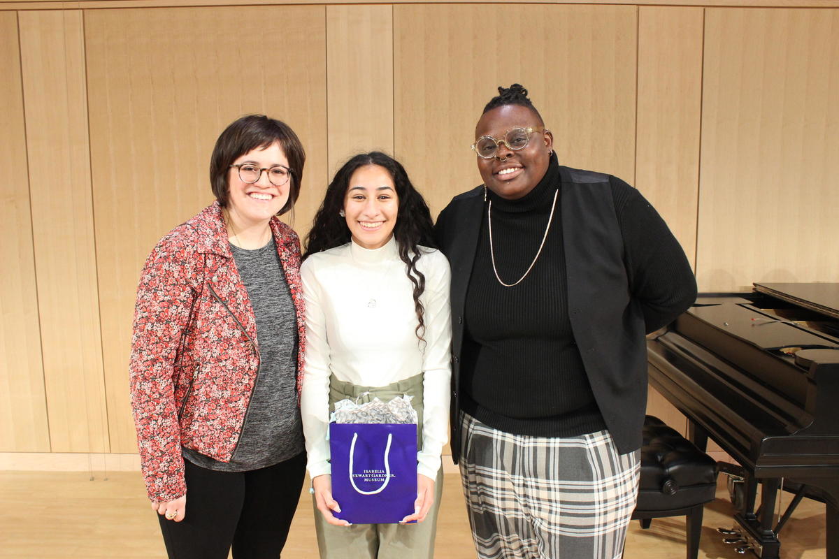 Boston Youth Poet Laureate Alondra Bobadilla with Chief of Arts and Culture Kara Elliott-Ortega and Poet Laureate Porsha Olayiwola