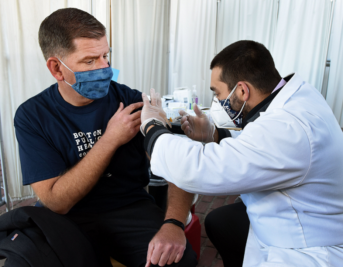 Mayor Walsh receives his flu vaccine