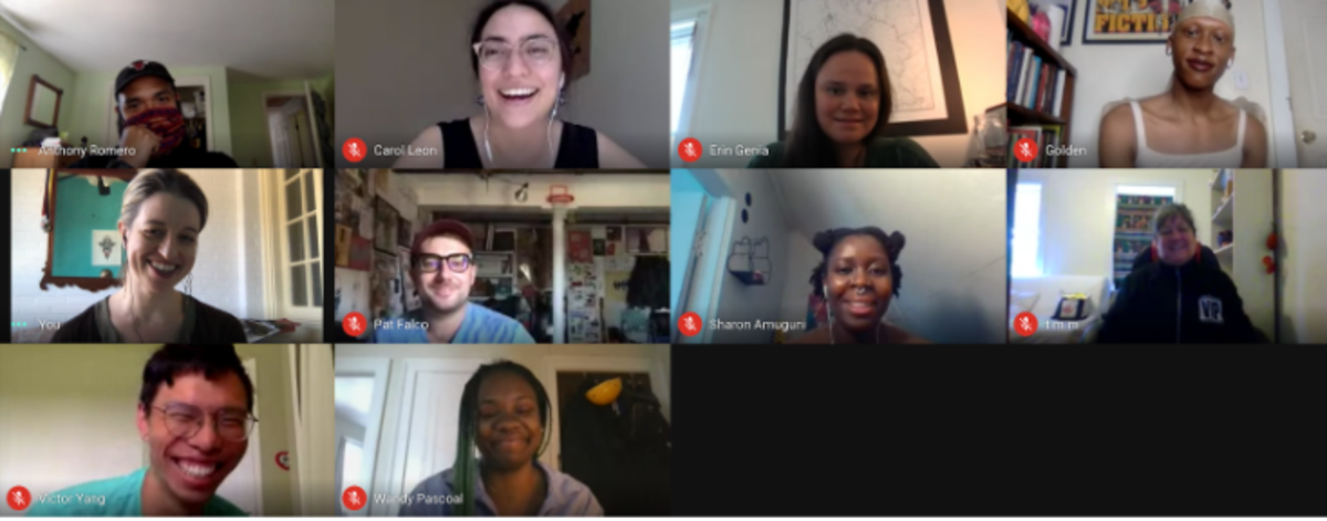 Photo of Boston Artist-in-Residence cohort meeting