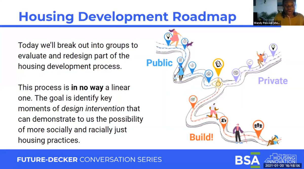 Screenshots from the virtual session Anti-Racist Design: Reimagining the Future of Multi-Family Housing that took place on January 20 as part of the Future-Decker Conversation Series.