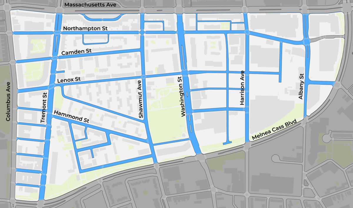 Map of Lower Roxbury study area