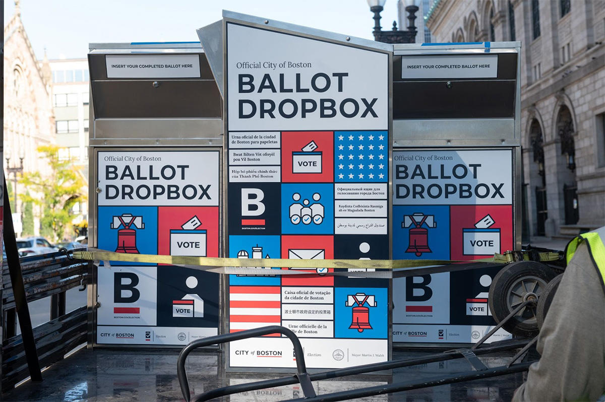 A ballot dropbox during the 2020 Election in the City of Boston.