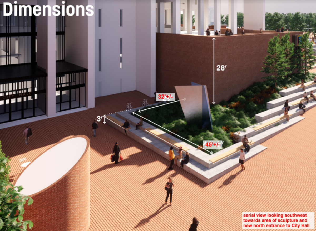 Rendering of City Hall Plaza north entrance artwork location