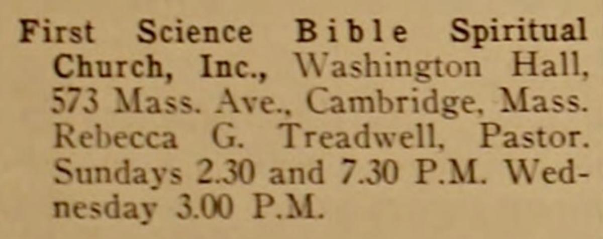 Rebecca G. Treadwell meetings, Aletheian magazine, 1916. The magazine was published in Boston by suffragist and psychic Frances Aletheia Head-Rogers Dilopoulo.