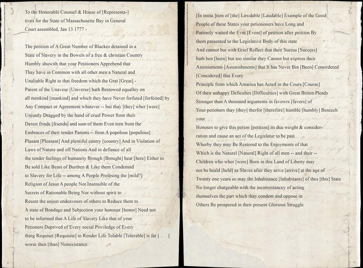 Transcription of the original freedom petition.